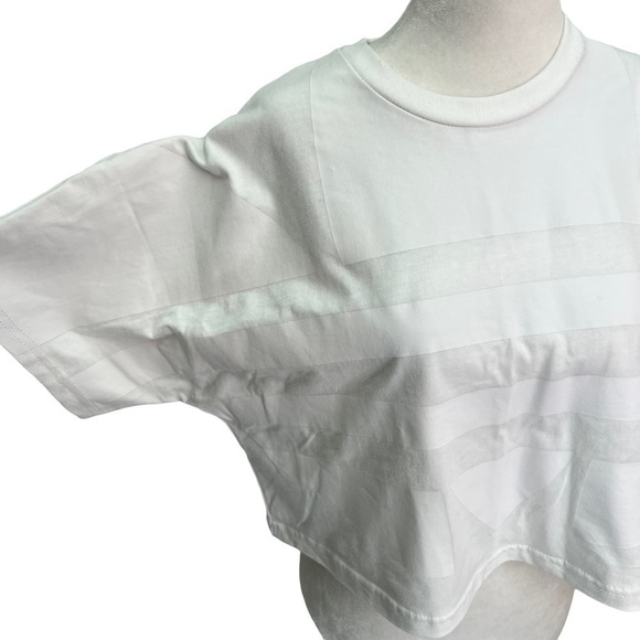 𝅺NWOT Adidas Originals LGR Logo Tee White Cropped Size XS - Picture 4 of 13
